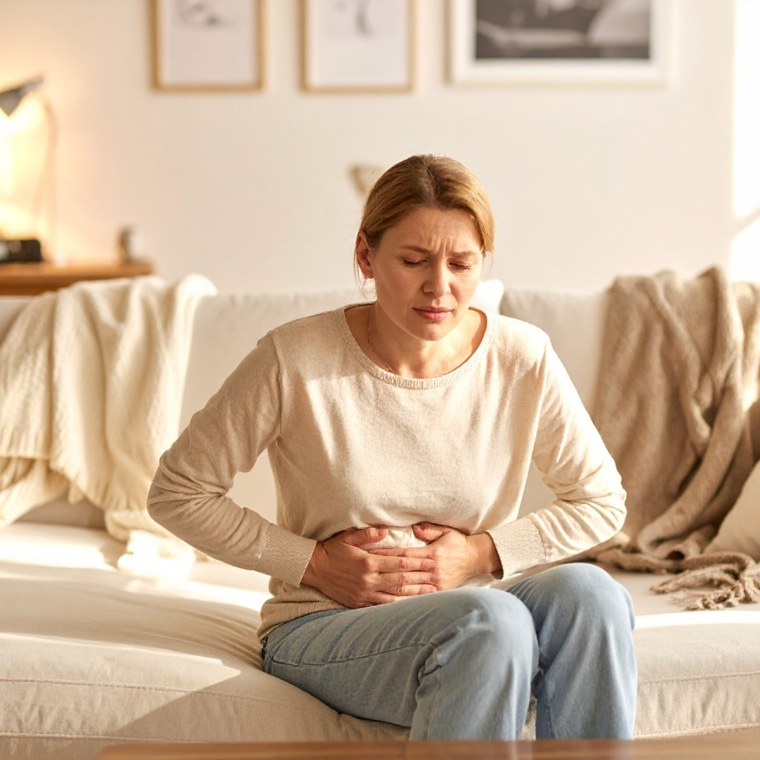 causes-des-règles-irrégulières-douleurs-abdominales-femme-assise